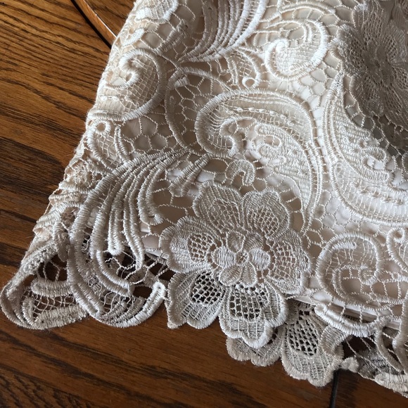 Champagne Lace Rehearsal Dinner Dress - Picture 3 of 6